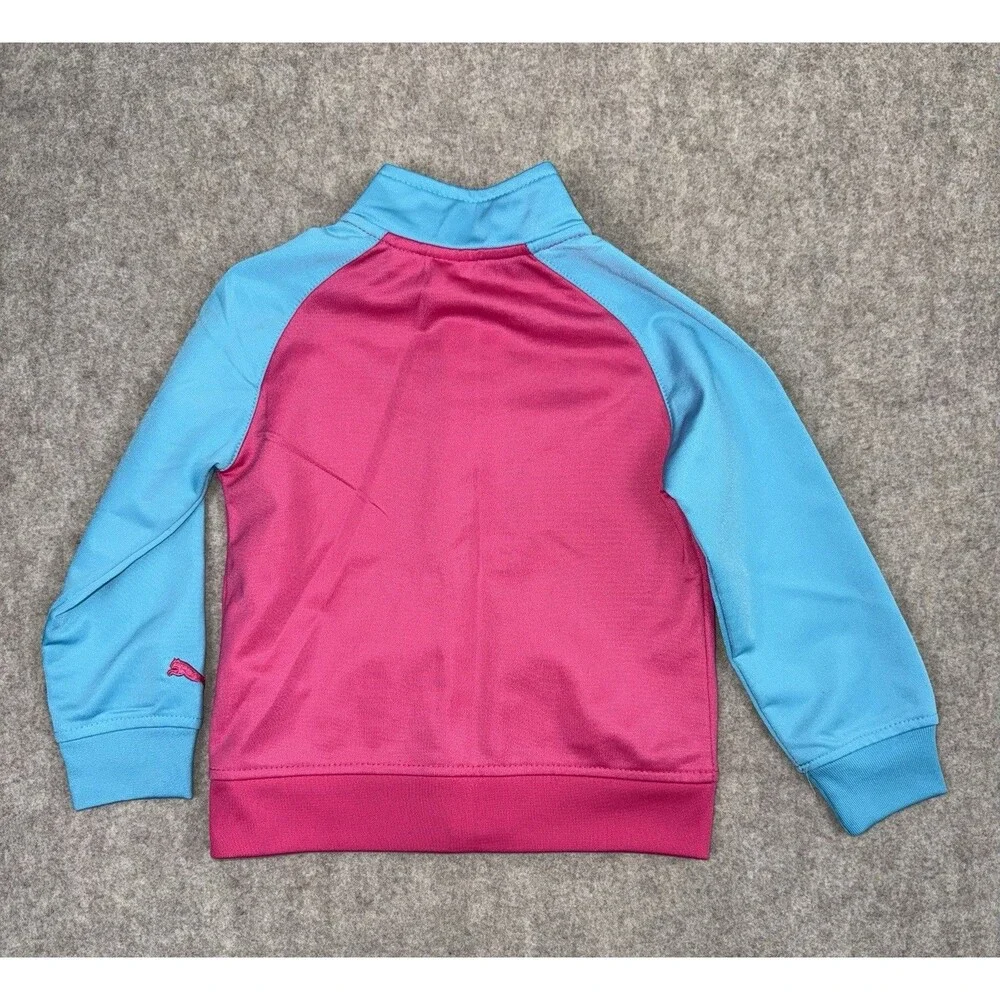 Puma Toddler Girls 2T Sweatsuit Full Zip Jacket Pink Blue Athletic - Picture 3 of 7